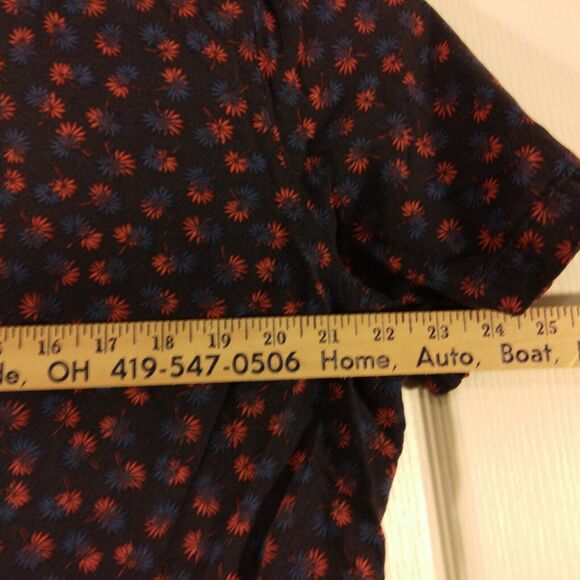 Express hawaiian shirt mens L Large blue rayon all over floral short sleeve - Picture 6 of 11